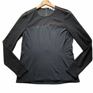 Per Se Black Mesh Long Sleeve Top Size Medium